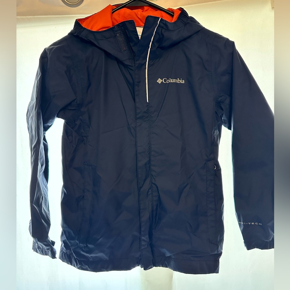 Columbia Kids' Dark Blue Raincoat with Bright Orange Interior